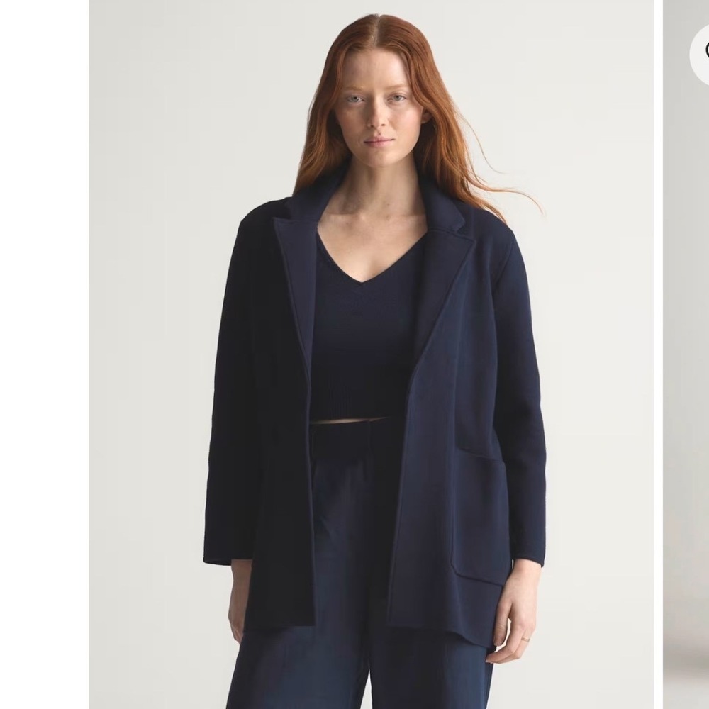 Quince 100% Organic Cotton Knit Blazer Navy Blue Medium LB27686-SHWDC01-6134